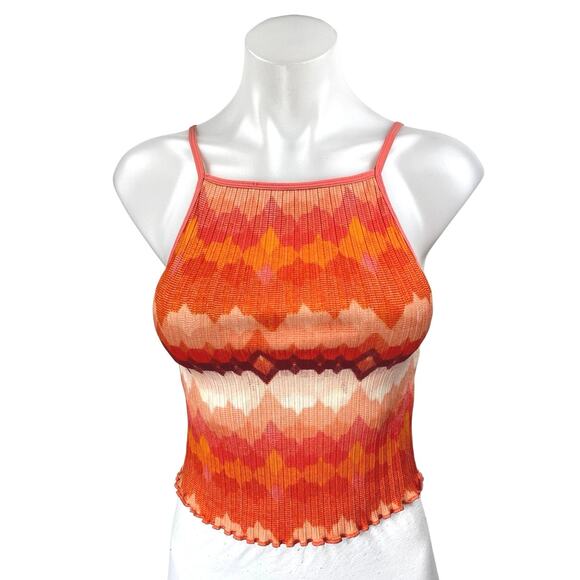 Urban Outfitters Tulli Orange Cami Tank Top Cropped Cardigan 2 Piece Set Size L - Picture 4 of 7